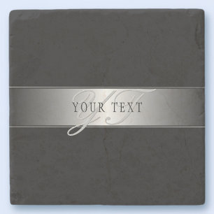 Elegant Editable Monogram Script Writing   Schwarz Steinuntersetzer