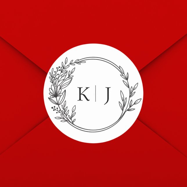 Elegant Editable Monogram Wedding Runder Aufkleber (Von Creator hochgeladen)