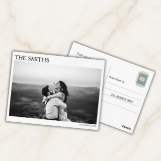 Elegant Editorial Wedding Photo Thank You Postkarte