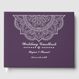 Elegant Eggplant Plum Paisley Mandala Gästebuch