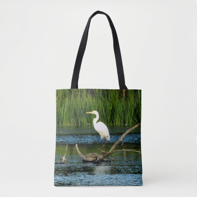 Elegant Egret Printed Tote Bag (Vorderseite)