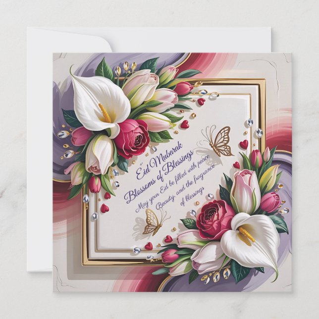 Elegant Eid Al Adha Greeting Card with White Calla Karte (Vorderseite)
