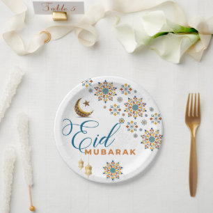 Elegant Eid Mubarak Arabic Calligraphy Moon Stars Pappteller