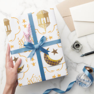 Elegant Eid Mubarak Arabische Kalligrafie Gold Wei Geschenkpapier