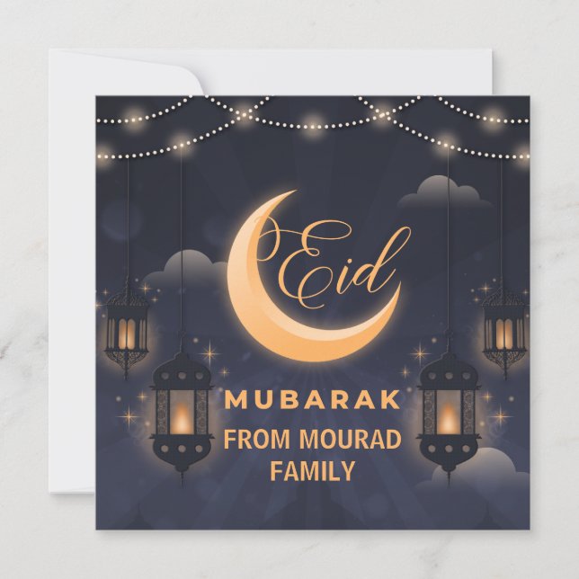Elegant Eid Mubarak Calligraphy Feiertagskarte (Vorderseite)