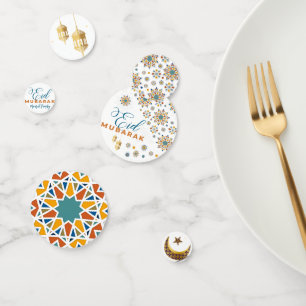 Elegant Eid Mubarak Calligraphy Moon Stars Konfetti