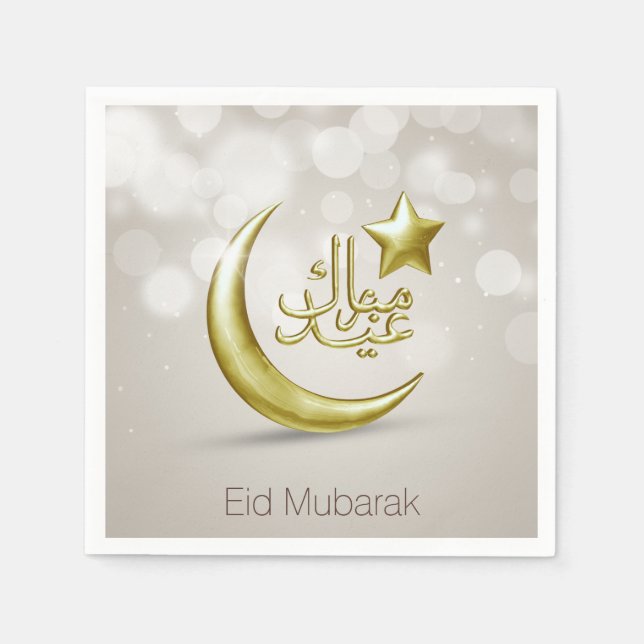 Elegant Eid Mubarak Gold Moon Star - Paper Napkin Serviette (Vorderseite)