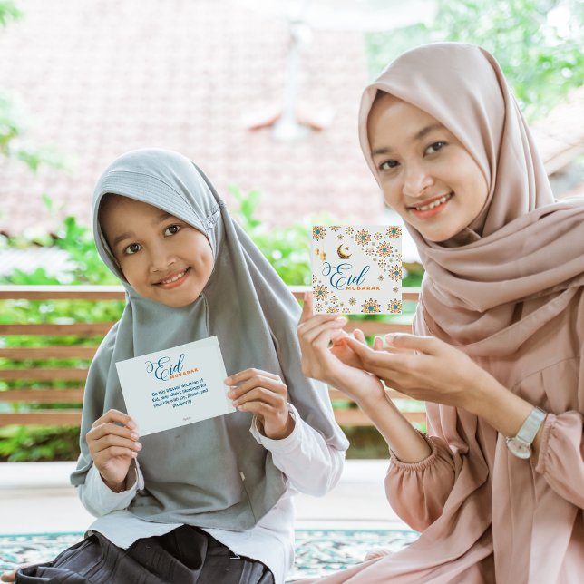 Elegant Eid Mubarak Moon Stars Feiertagskarte (Von Creator hochgeladen)