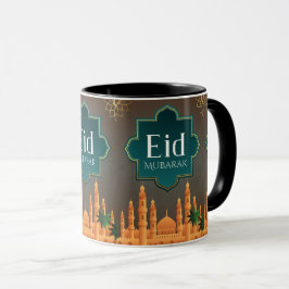 Elegant Eid Mubarak Mosque Skyline Art Tasse