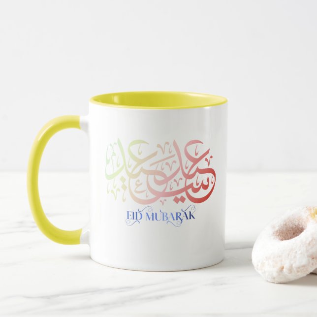 “Elegant Eid Mubarak Mug – Minimalist Festive Desi Tasse (Mit Donut)