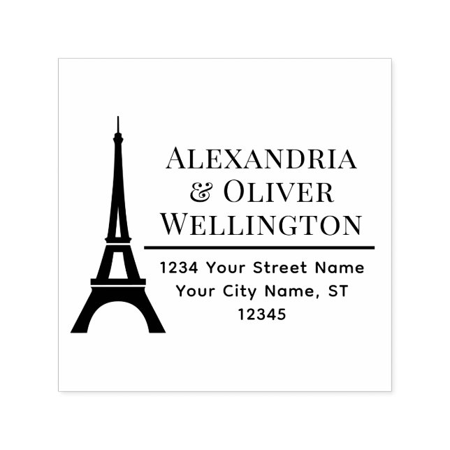 Elegant Eiffel Tower Paris Couple Name Address R Permastempel (Design)