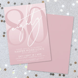 Elegant Eighty Pink 80. Geburtstagsfeier Einladung