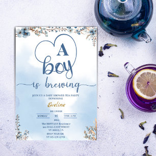 Elegant ein Junge braut eine Teeparty Baby Shower Einladung