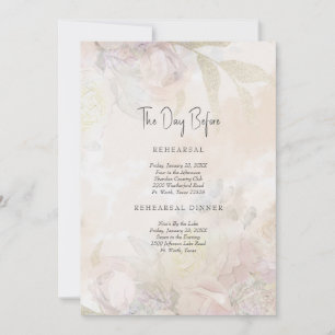 Elegant einen Tag vor blasser floraler Hochzeit Einladung