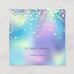 Elegant Einfach, Faux Gold Konfetti Holografisch Quadratische Visitenkarte