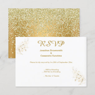 ELEGANT EINFACH GOLD BLATT GOLD KRISTALL UMSEITIG  EINLADUNG