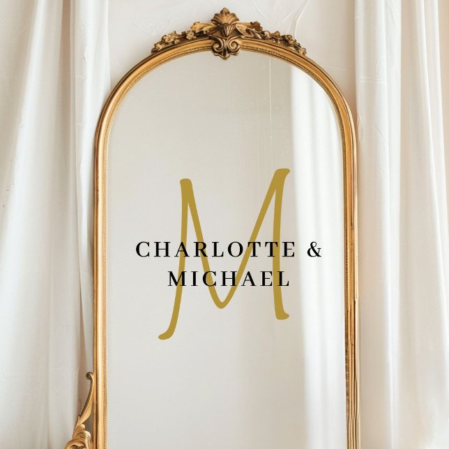 Elegant, einfach, Hochzeit, Monogramm-Namen Fensteraufkleber (Elegant, simpel, custom, wedding, monogram names window cling)