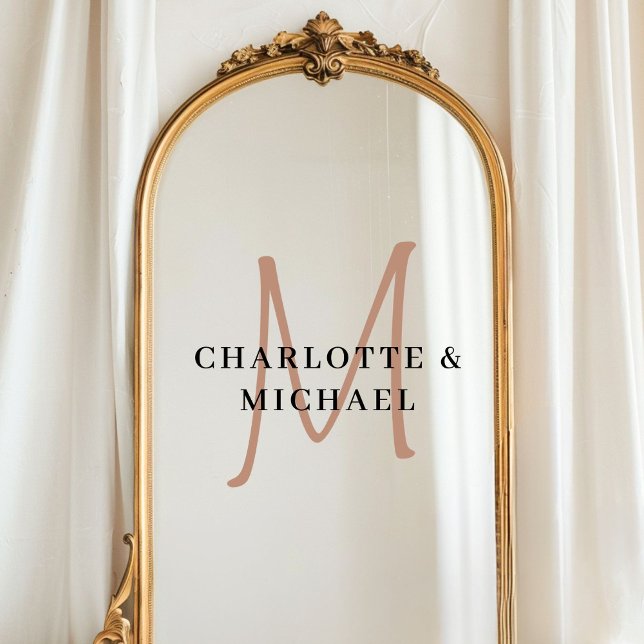 Elegant, einfach, Hochzeit, Monogramm-Namen Fensteraufkleber (Elegant, simpel, custom, wedding, monogram names window cling)