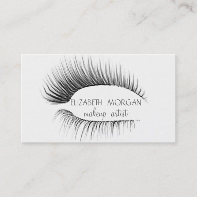 Elegant einfach, Minimalistisch, weiß, Lashes Visitenkarte (Vorderseite)