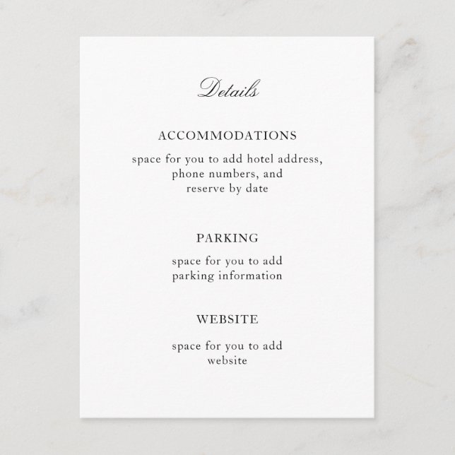 Elegant, einfach, schwarz und weiß begleitkarte (Vorderseite)