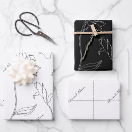 Elegant einfach schwarz-weiß geschenkpapier set