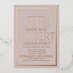 ELEGANT & EINFACH Typografie Mute Tan Wedding Folieneinladung