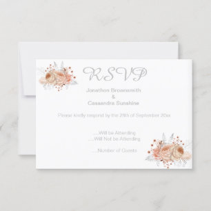 ELEGANT EINFACHE BLUMEN-APRIKOSEN GLITZER RSVP EINLADUNG