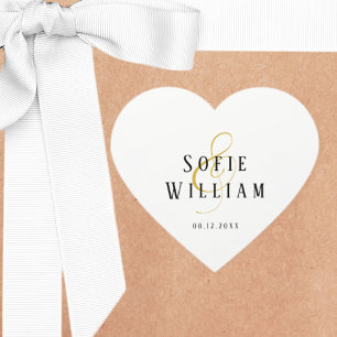 Elegant einfache Hochzeitnamen Datum Sticker