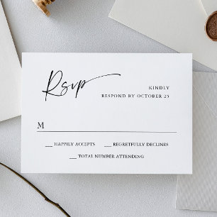 Elegant Einfache Minimalistische Kalligraphie Schw RSVP Karte