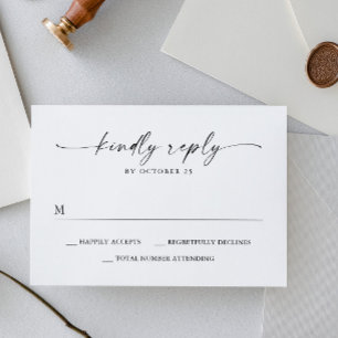 Elegant Einfache Minimalistische Kalligraphie Schw RSVP Karte