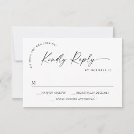 Elegant Einfache Minimalistische Kalligraphie Schw RSVP Karte
