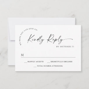 Elegant Einfache Minimalistische Kalligraphie Schw RSVP Karte