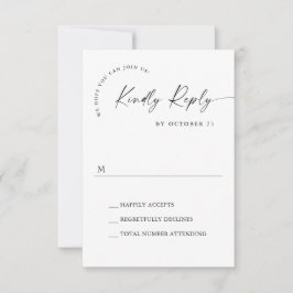 Elegant Einfache Minimalistische Kalligraphie Schw RSVP Karte