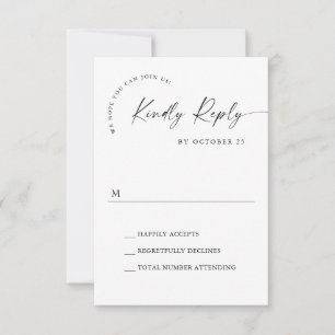 Elegant Einfache Minimalistische Kalligraphie Schw RSVP Karte