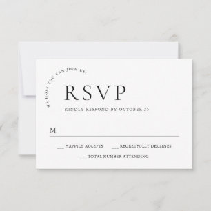 Elegant Einfache Minimalistische Kalligraphie Schw RSVP Karte