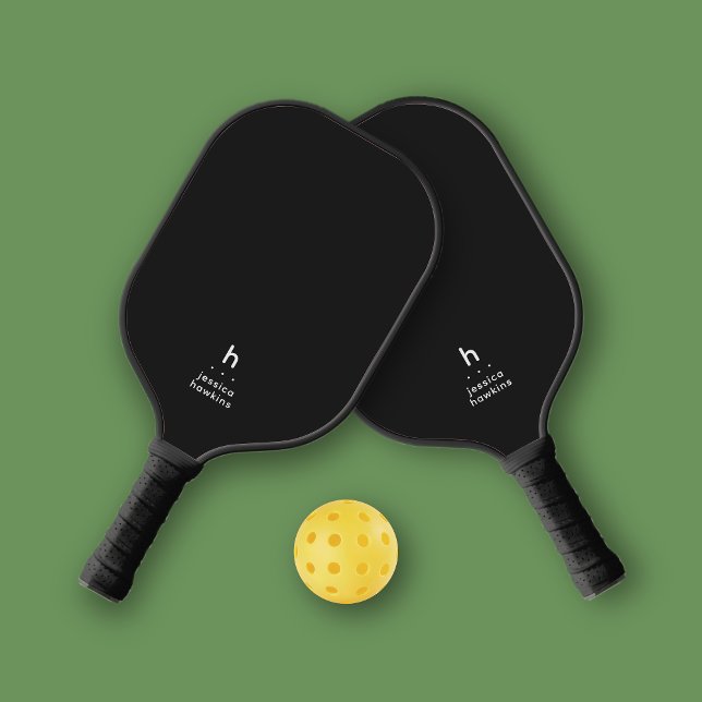 Elegant einfache Monogram Black Noir Personal Pickleball Schläger (Von Creator hochgeladen)