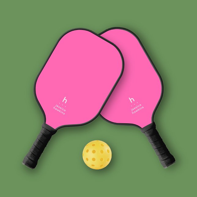 Elegant einfache Monogram Hot Pink Personal Pickleball Schläger (Von Creator hochgeladen)