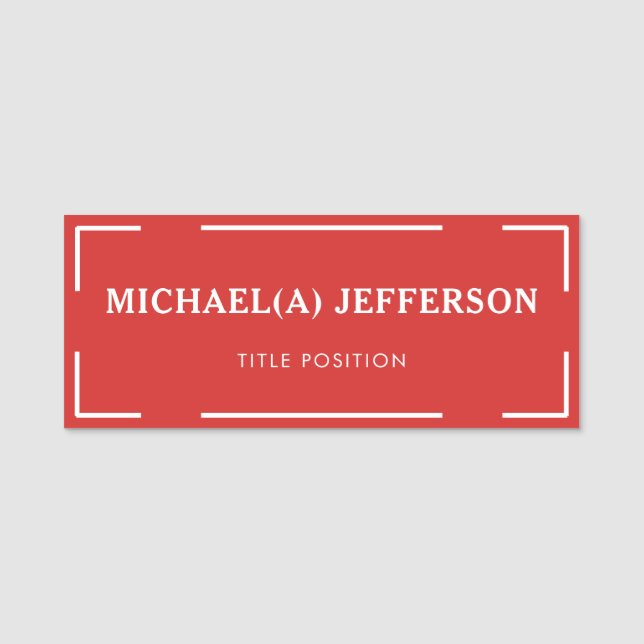 Elegant Einzigartig Rot und Weiß: Stilvoll Berufli Namensschild (Vorderseite)