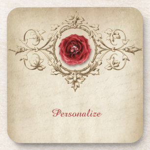 Elegant & einzigartig Rote Rose & Diamond Personal Getränkeuntersetzer