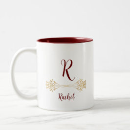 Elegant Einzigartiger Monogramm Name Frohe Weihnac Zweifarbige Tasse