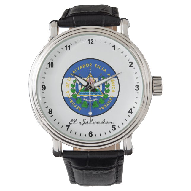 Elegant El Salvador Watch & El Salvador Flag Armbanduhr (Vorderseite)