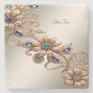 Elegant Elegant Gold Jewel Blume Stone Untersetzer