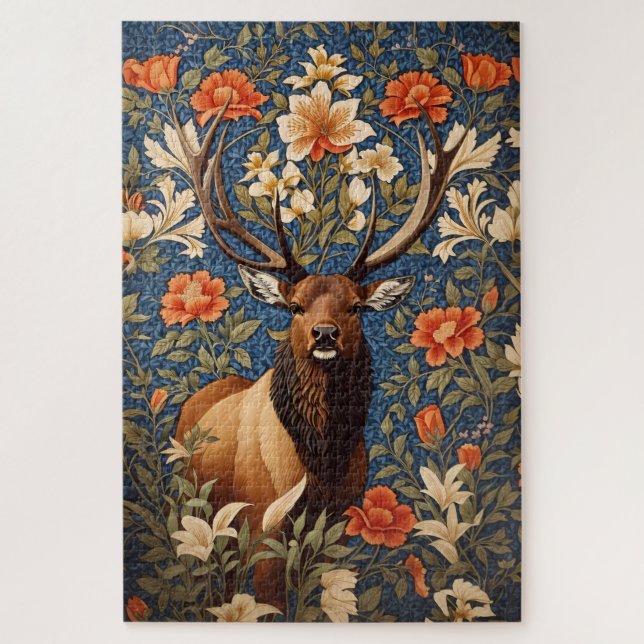 Elegant Elk William Morris Inspiriert Puzzle (Vertikal)