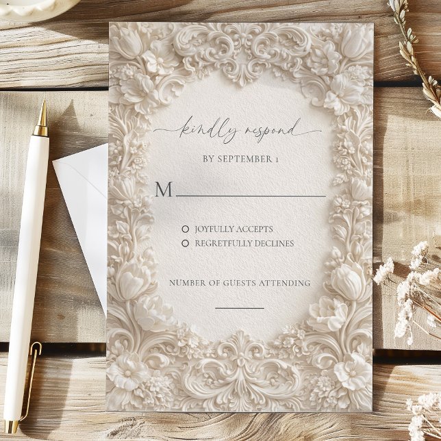 Elegant Embossed Floral Wedding Response Cards Einladung (Elegant Embossed Floral Wedding Response Cards)
