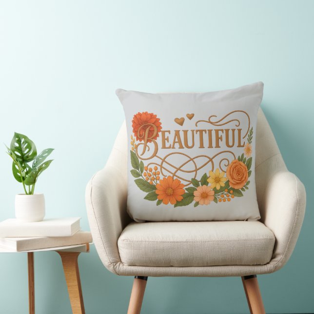 Elegant Embroidered Style Throw Pillow Kissen (Stuhl )