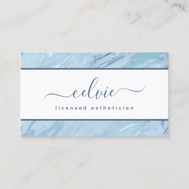 Elegant Emerald Blue Marble | Visitenkarte (Vorderseite)