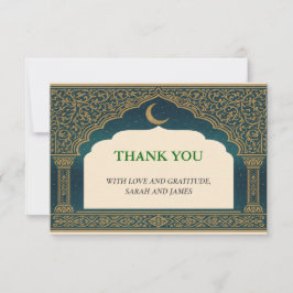 Elegant Emerald & Gold Ornate Arch Thank You Card Dankeskarte