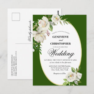 Elegant Emerald Green Boho Floral Wedding Postkarte