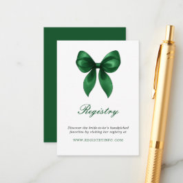 Elegant Emerald Green Bow Bridal Shower Registry Begleitkarte
