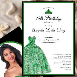 Elegant emerald green dress 18th birthday debut einladung